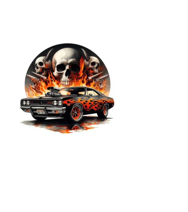 Muscle Car - Izomautó minta fehér pólón