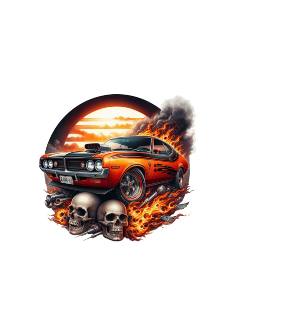 Muscle Car - Izomautó minta fekete pólón