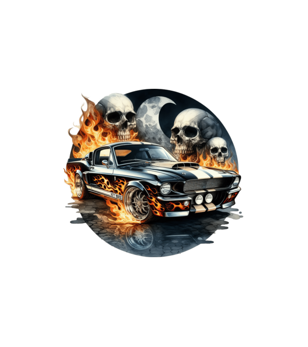 Muscle Car - Izomautó minta fehér pólón