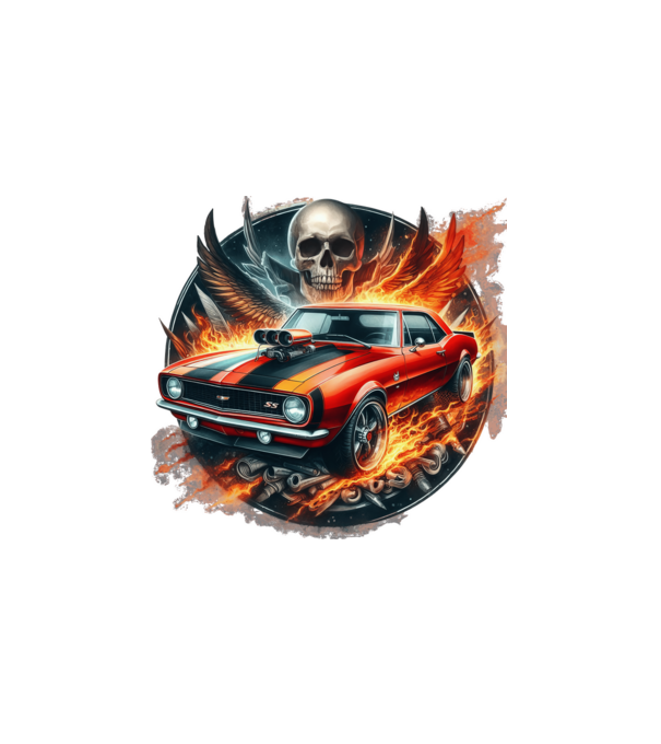 Muscle Car - Izomautó minta fehér pólón