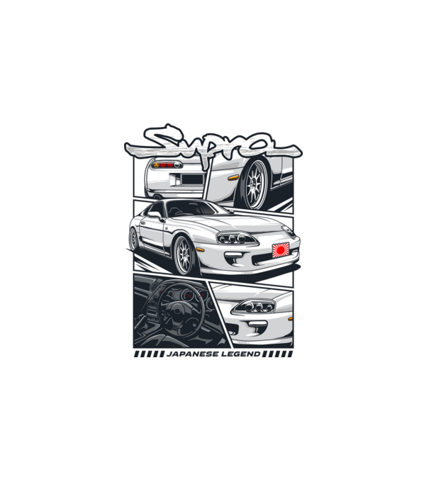 Toyota Supra minta fehér pólón