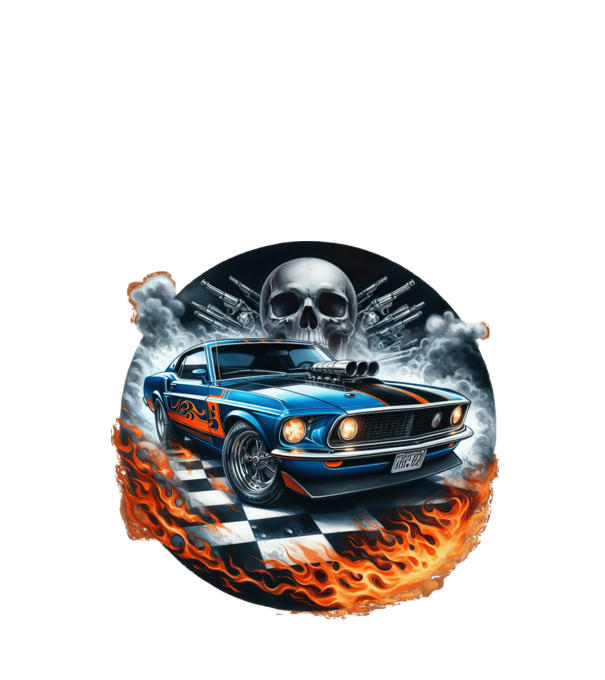 Muscle Car - Izomautó minta fekete pólón