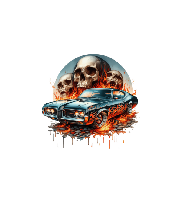 Muscle Car - Izomautó minta fehér pólón