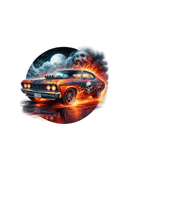 Muscle Car - Izomautó minta fekete pólón