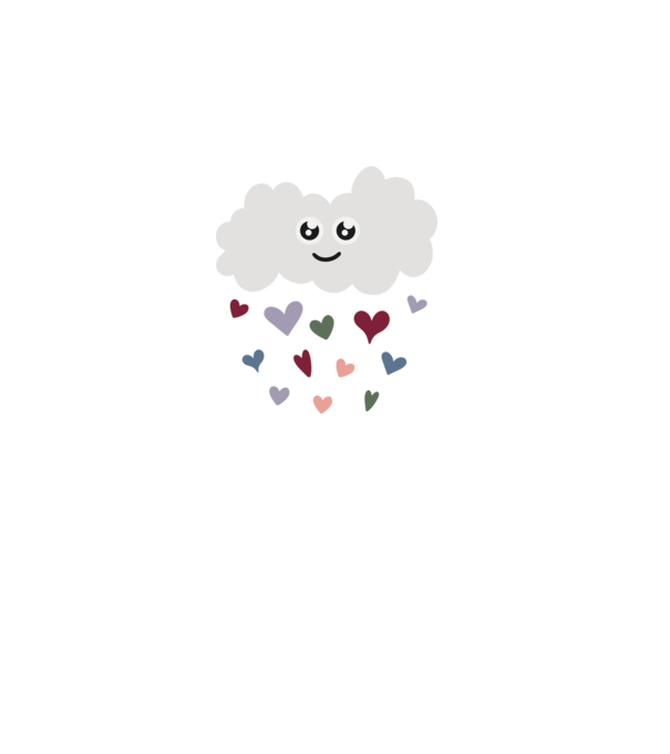 Cloud Hearts - Felhő szívek minta fekete pólón