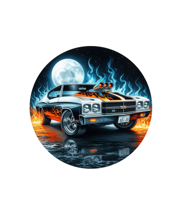 Muscle Car - Izomautó minta fehér pólón
