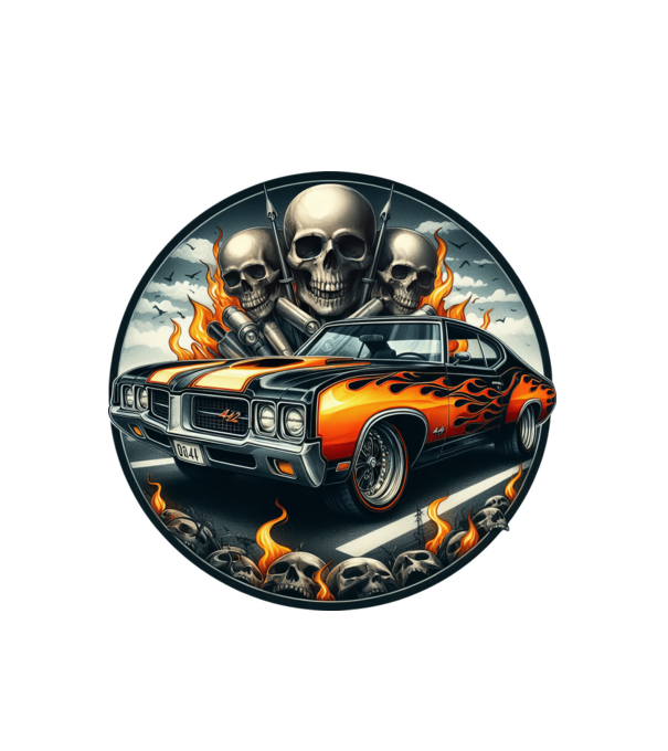Muscle Car - Izomautó minta fehér pólón