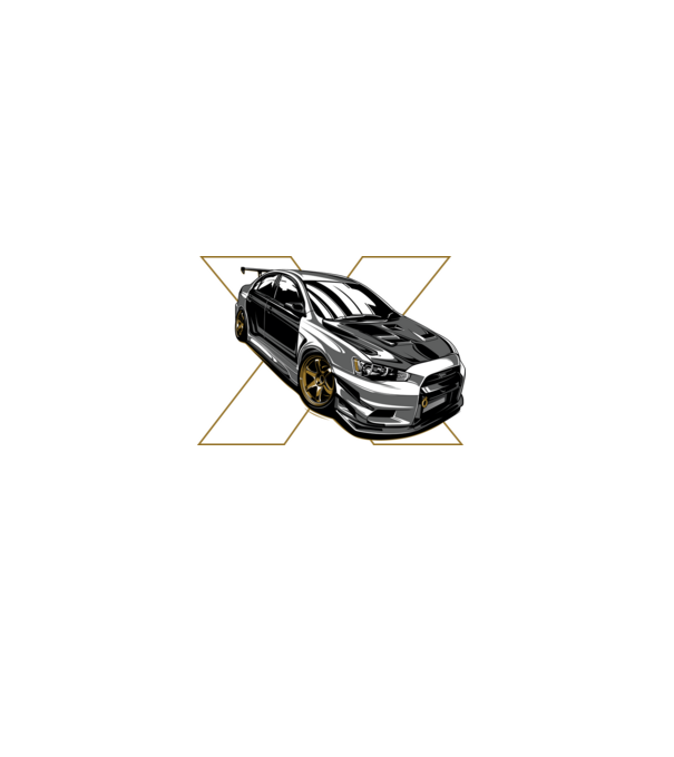 Mitsubishi Lancer Evolution X minta farmerkék pólón