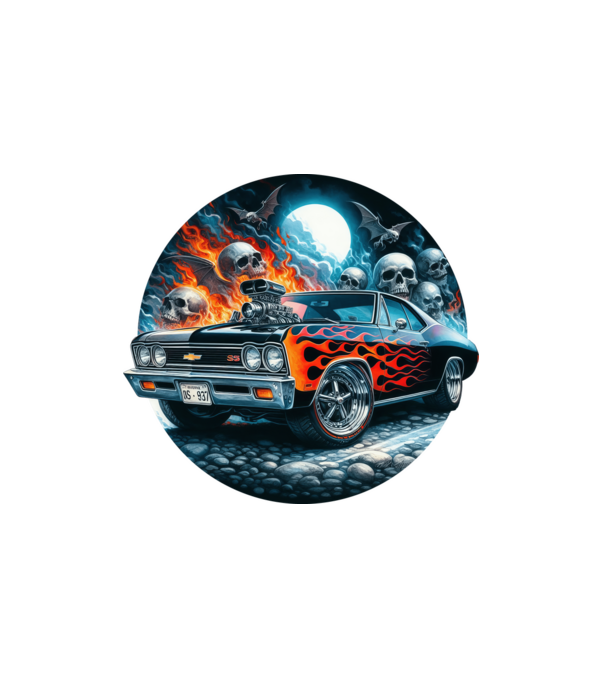 Muscle Car - Izomautó minta fehér pólón