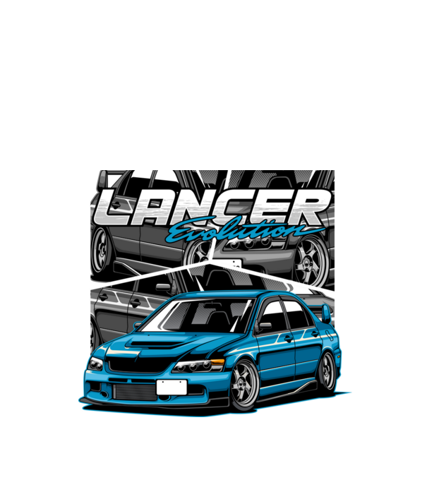 Mitsubishi Lancer Evo minta fekete pólón