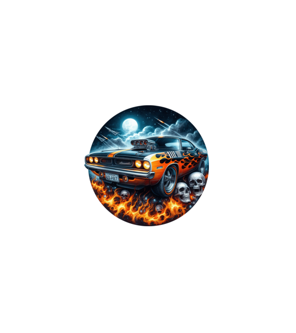 Muscle Car - Izomautó minta fekete pólón