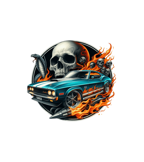 Muscle Car - Izomautó minta fehér pólón