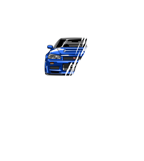 Nissan Skyline GTR R34 minta sötétkék pólón