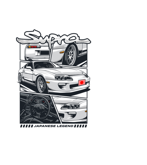 Toyota Supra minta világoskék pólón