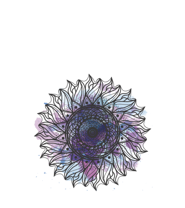 Mandala akvarell lila minta fehér pólón