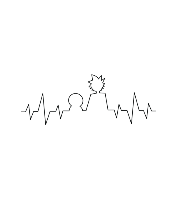 Rick és Morty Heartbeat black minta fehér pólón
