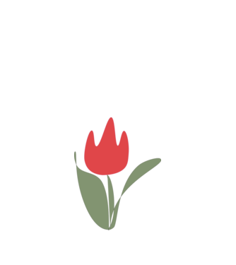 tulipán piros minta fehér pólón