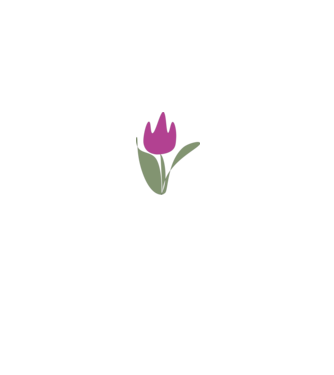 lila tulipán minta fehér/piros pólón