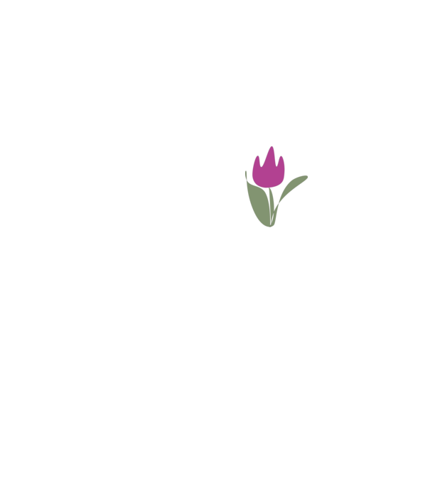 lila tulipán minta fehér pólón