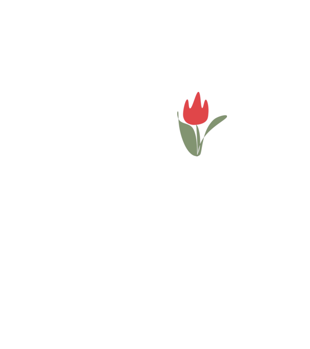 tulipán piros minta fehér pólón