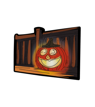 Halloween töklámpás a teraszon minta fehér pólón