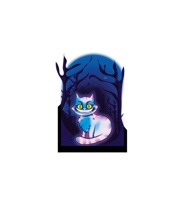 Cheshire Creepy macska minta fehér pólón