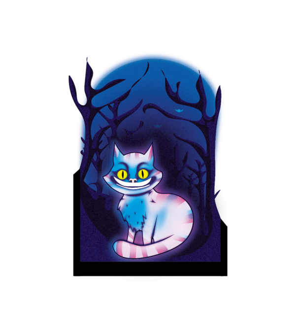 Cheshire Creepy macska minta fehér pólón