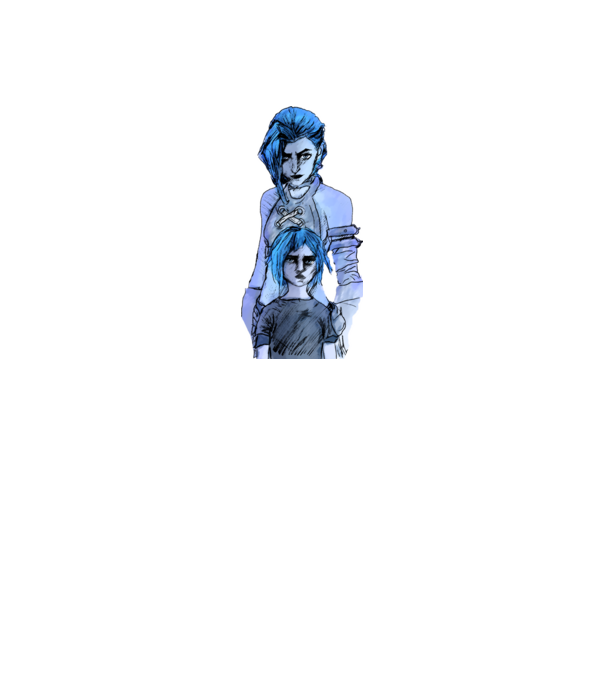 Jinx és Powder LoL minta szürke pólón