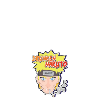 Részeges Naruto minta fehér pólón