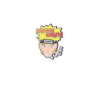 Részeges Naruto minta fehér pólón