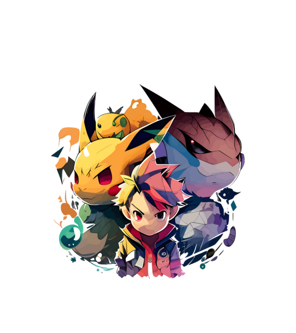 Pokémon stílusú minta_01 minta fehér pólón