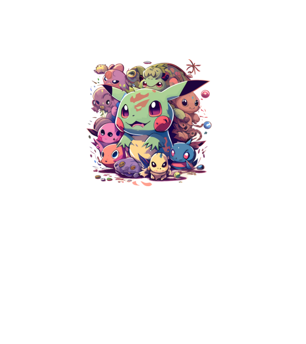 Pokémon stílusú minta _02 minta fehér pólón