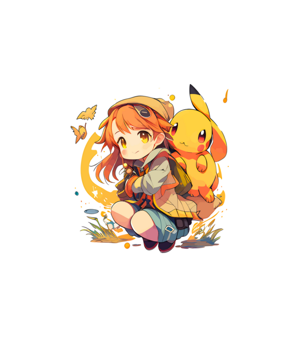 Pokémon stílusú minta_05 minta fehér pólón