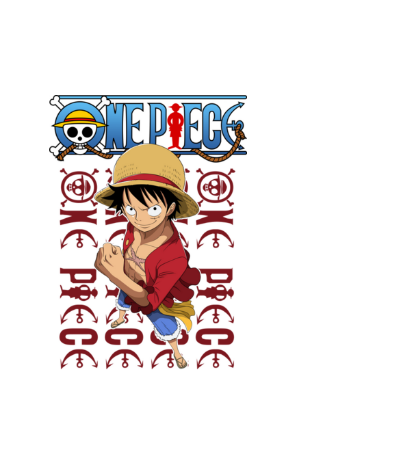 One Piece Luffy minta fehér pólón