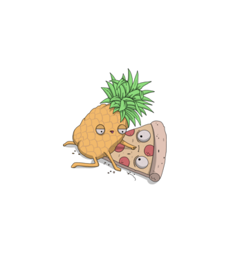 Ananász és Pizza minta fehér pólón
