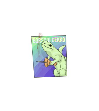 Borsodi gekko minta fehér pólón