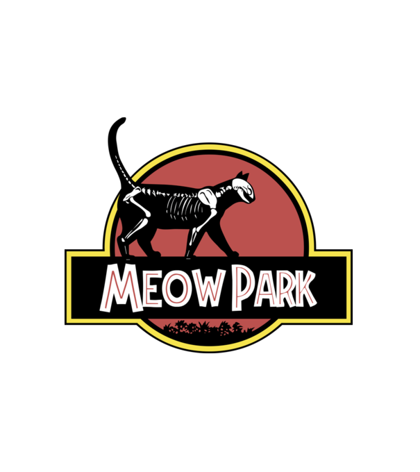 Meow Park - Jurassic Park  minta fehér pólón