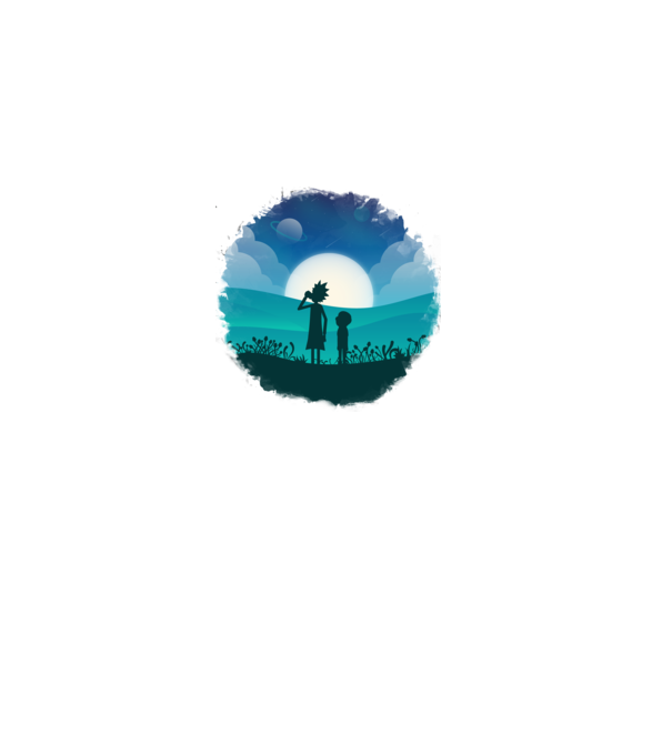 Rick and Morty sziluett - kék minta fehér pólón