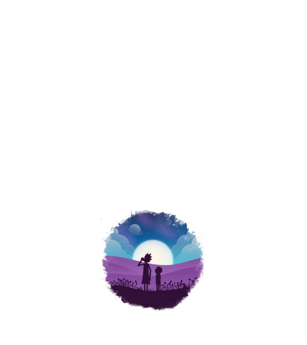 Rick and Morty sziluett - lila minta sötétkék pólón