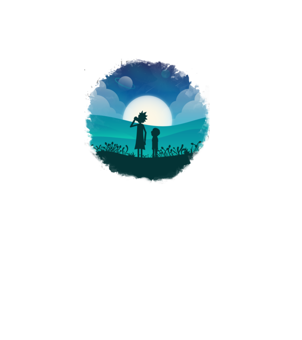 Rick and Morty sziluett - kék minta fehér pólón
