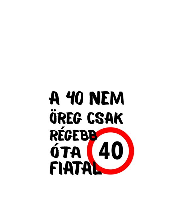 40 éves minta fehér pólón