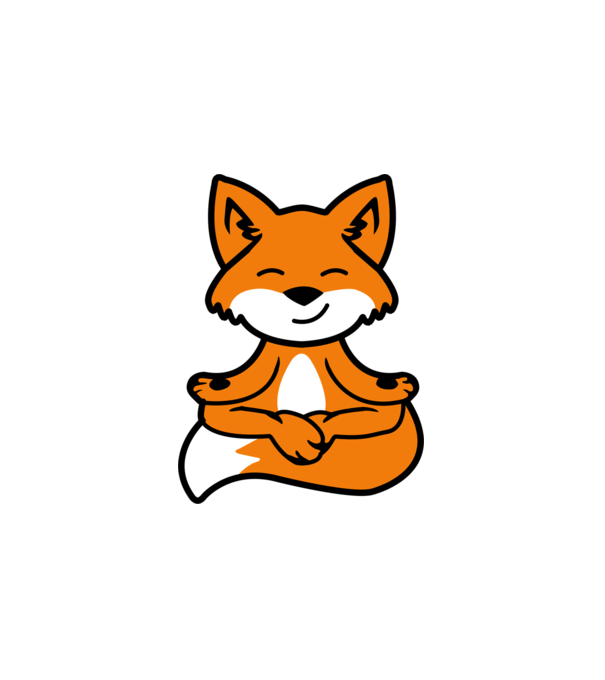 Meditáló róka minta fehér pólón