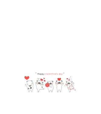 Pug dog with little red hearts valentine minta világos rózsaszín pólón
