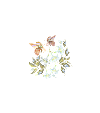 White lilies and butterfly minta fekete pólón