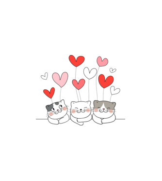 Cute cat with little heart minta fehér pólón