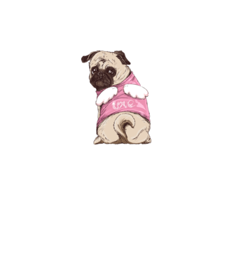 Mopsz minta fehér pólón