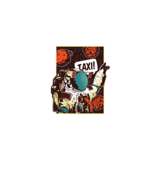 Astronaut taxi minta fekete pólón