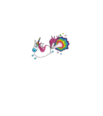 Leaping & Finging Unicorn minta fehér pólón