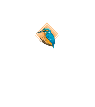 Kingfisher bird minta fehér pólón