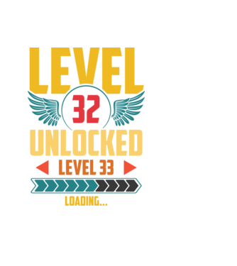 32. szint feloldva 33. szint betöltése folyamatban minta fekete pólón